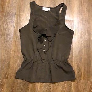 Olive Flowy Button Top